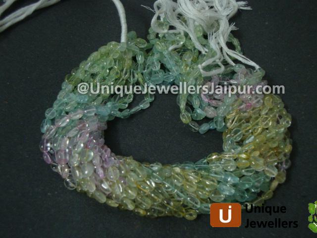 Multi Aquamarine Plain Oval (Dyed) Beads